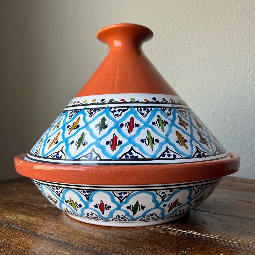 Kamsah Hand Made and Hand Painted Non-Stick Tagine Pot Moroccan Ceramic Pots